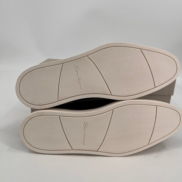 Santoni Atlantis Leather Oxford Dress Black Size 10.5 Almond Toe Lace Up Italy - Picture 13 of 15